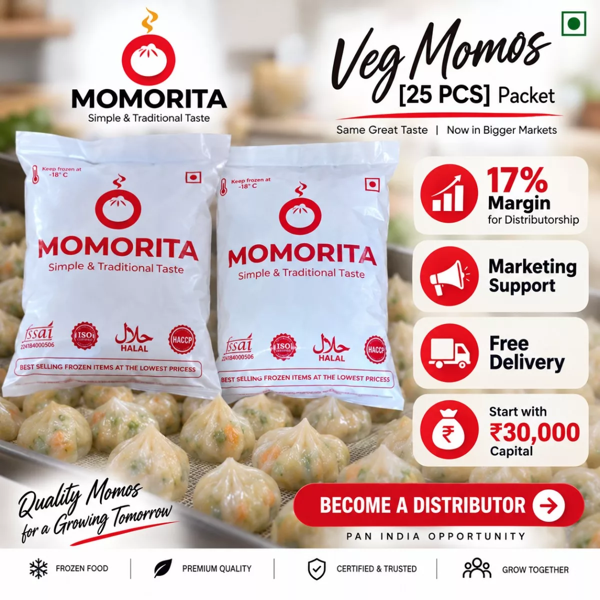 Veg Momos (25 Pieces | 500g) — Momorita Distributions